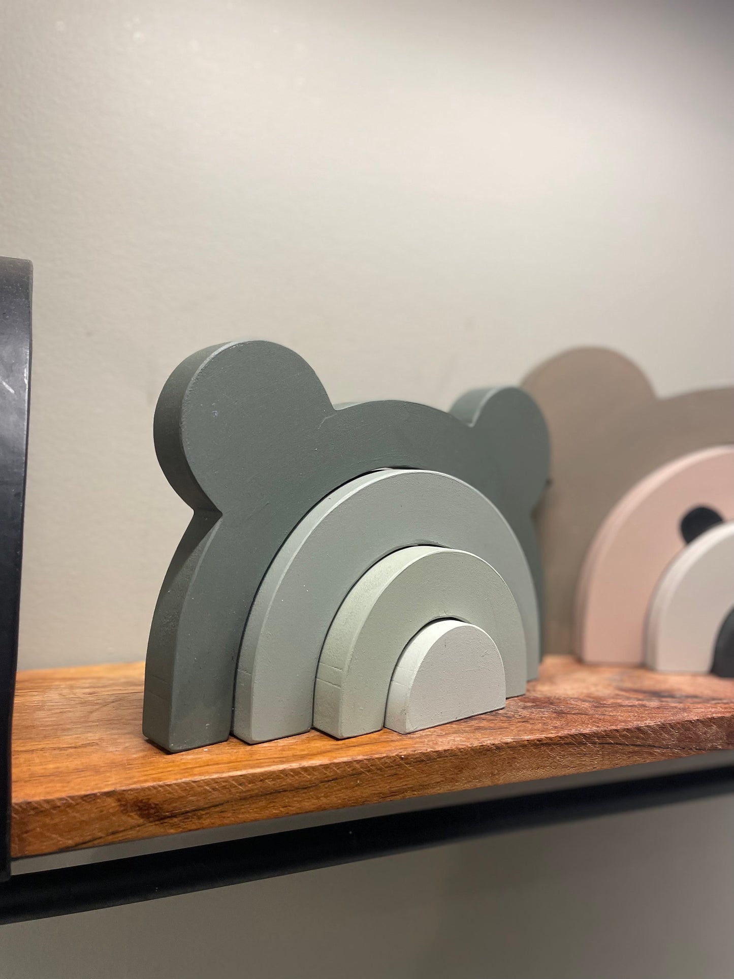 Personalized Wooden Bear Stacker - Custom Birth Announcement & Color Options
