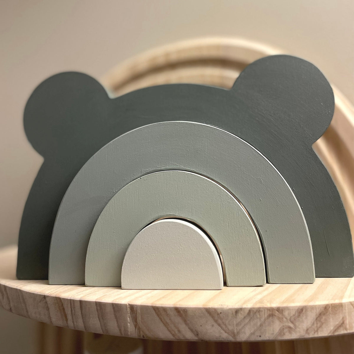Personalized Wooden Bear Stacker - Custom Birth Announcement & Color Options