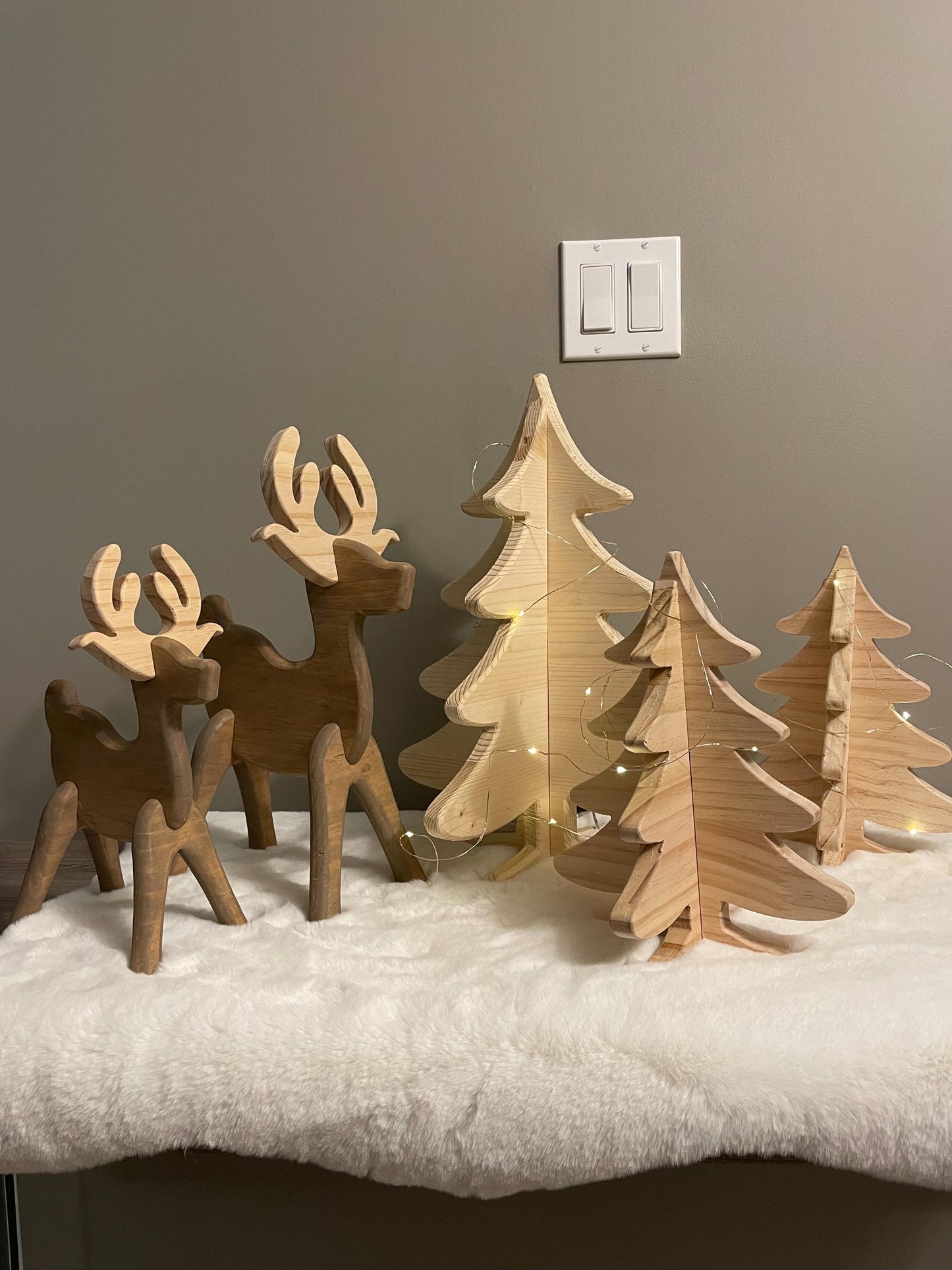 Set of Trees | 3D Wood trees | Rustic Christmas Decor