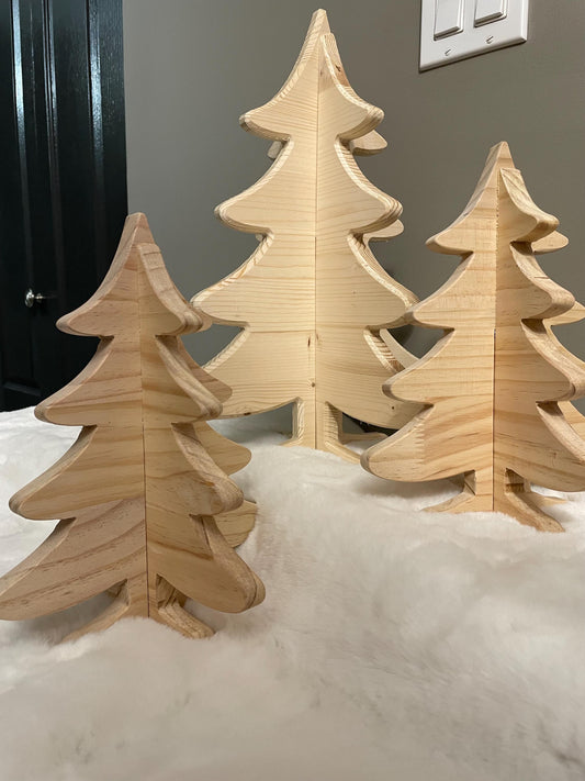 Set of Trees | 3D Wood trees | Rustic Christmas Decor