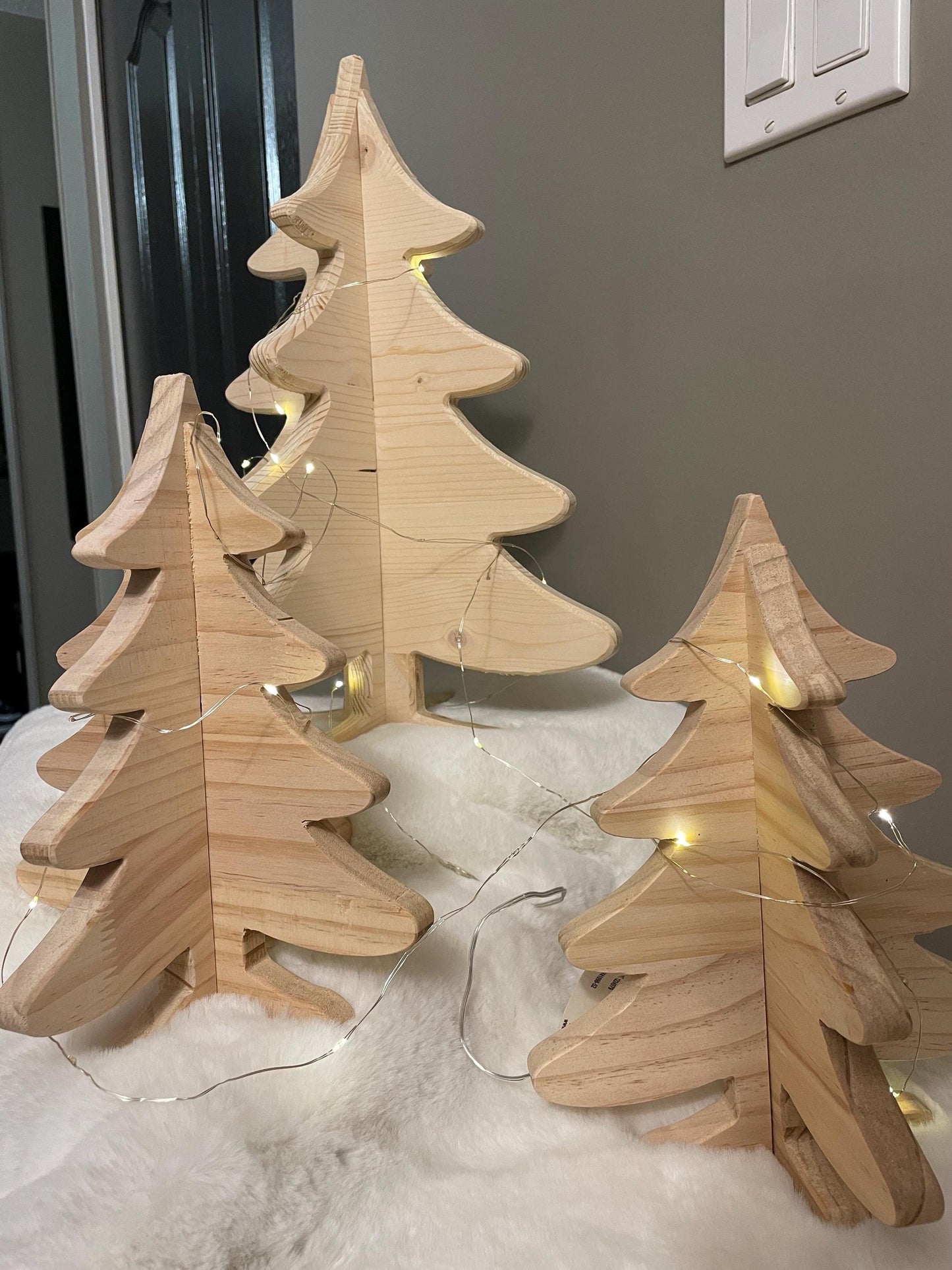 Set of Trees | 3D Wood trees | Rustic Christmas Decor